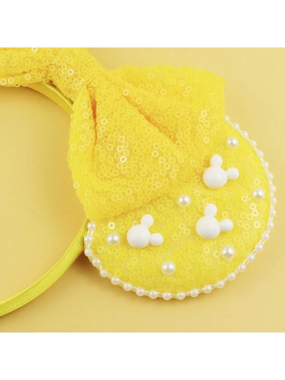 Women Yellow Polyester Velvet Mickey Mouse Halloween Costume Headband